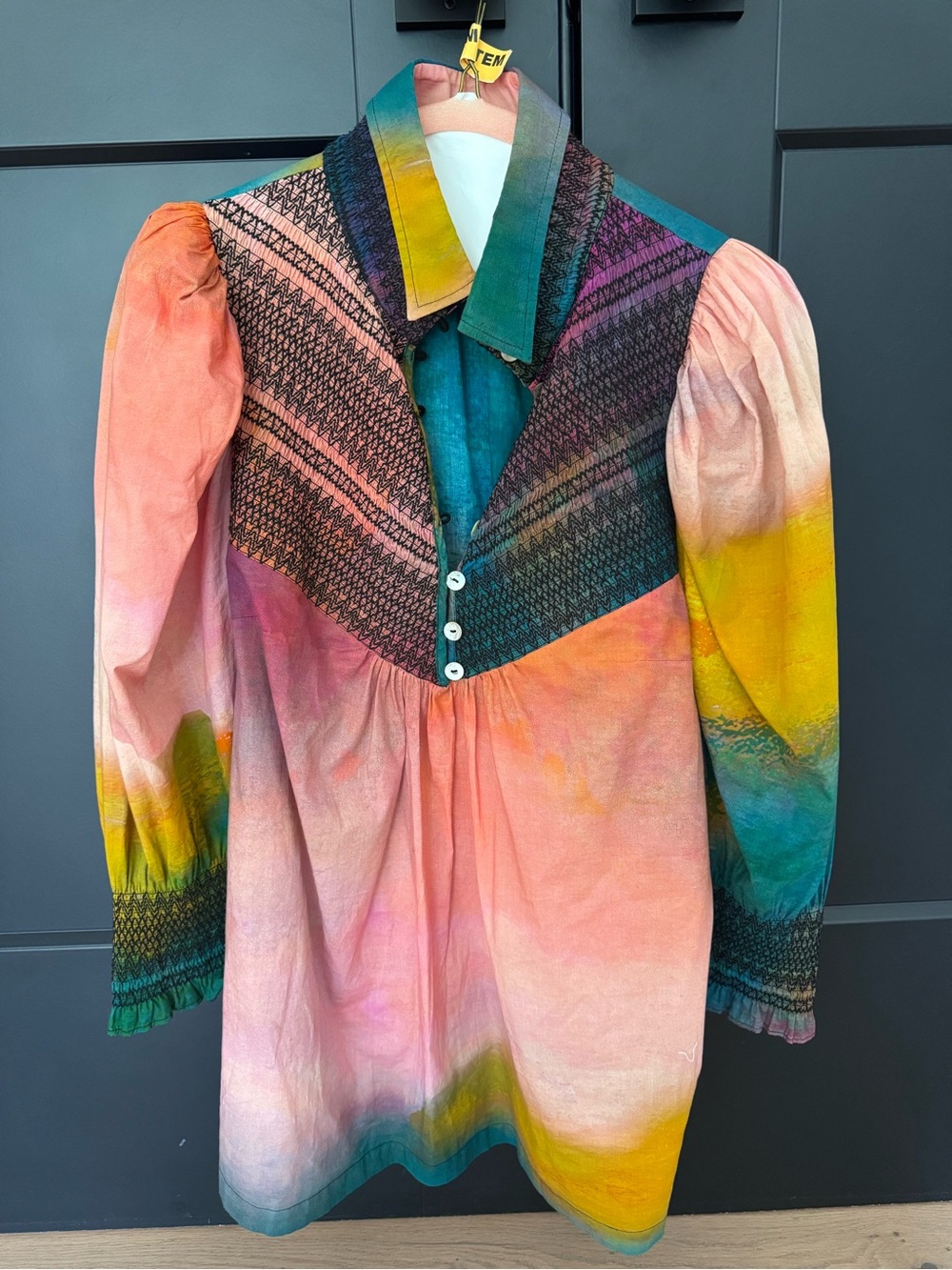 Tracy Reese Hope for Flowers Smocked Henley Blouse